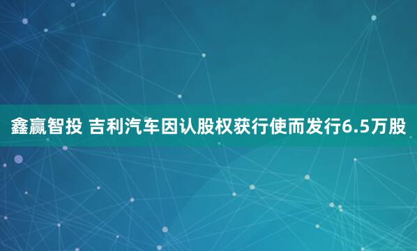鑫赢智投 吉利汽车因认股权获行使而发行6.5万股