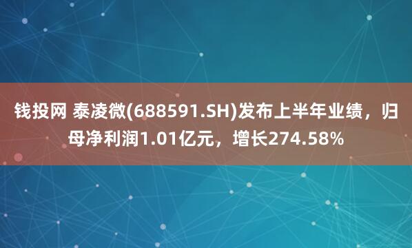 钱投网 泰凌微(688591.SH)发布上半年业绩，归母净利润1.01亿元，增长274.58%