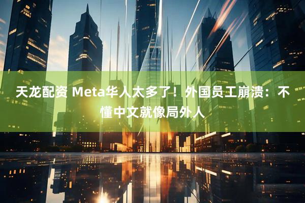 天龙配资 Meta华人太多了！外国员工崩溃：不懂中文就像局外人